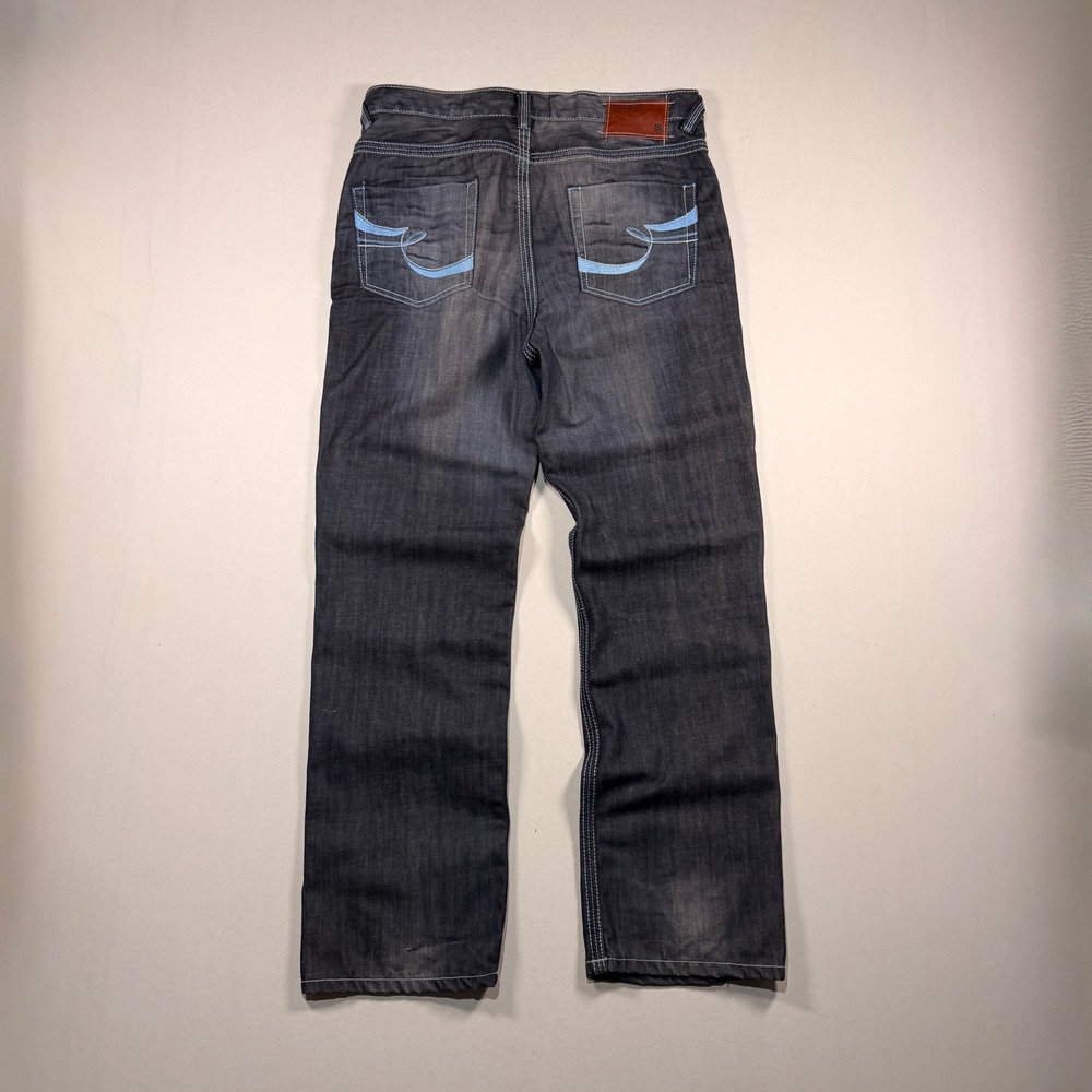 Y2K Ecko Unltd Relaxed Jeans W38 Dark Wash Excellent Blue Contrast Stitch Street